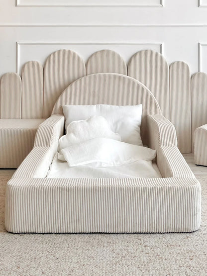 Cream Corduroy, Luxury Children's Bed | Upholstered Montessori Toddler Bed