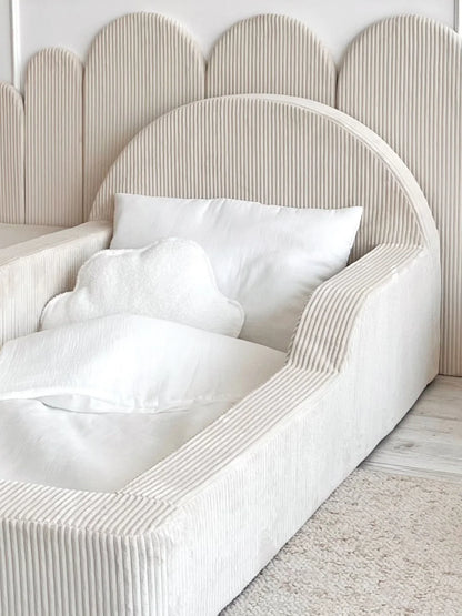 Cream Corduroy, Luxury Children's Bed | Upholstered Montessori Toddler Bed