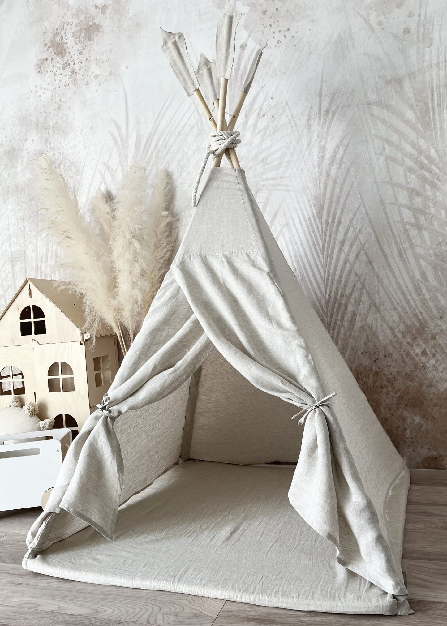 Luxe Linen Teepee Tent, Natural