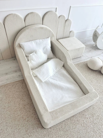 Cream Corduroy, Luxury Children's Bed | Upholstered Montessori Toddler Bed