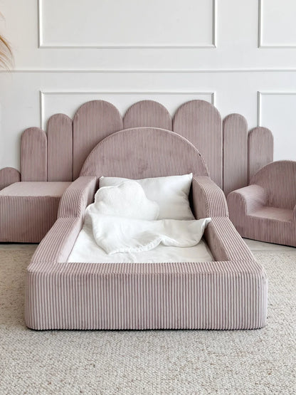 Pink Corduroy, Luxury Children's Bed | Upholstered Montessori Toddler Bed