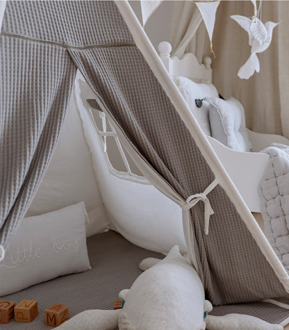 Waffle Teepee with Mat, Greige