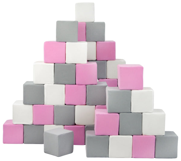 Small Stacking Blocks, Pink, Grey & White, 45 Pieces