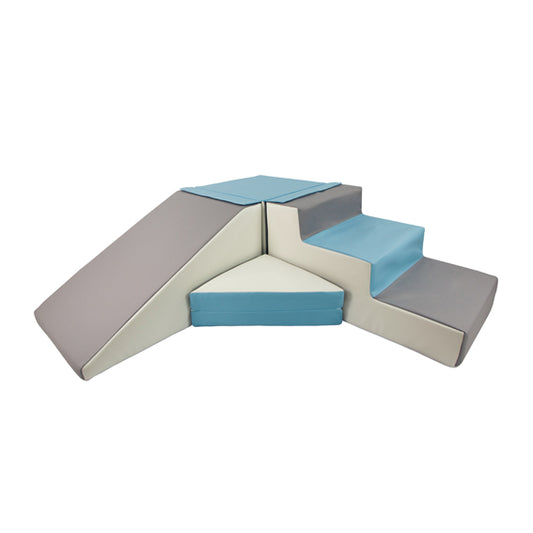 Slide and Step Soft Play Set, Blue, Grey & White