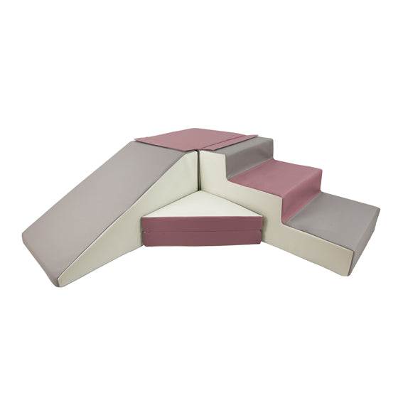 Slide and Step Soft Play Set, Purple, Grey & White The Cosy Nursery