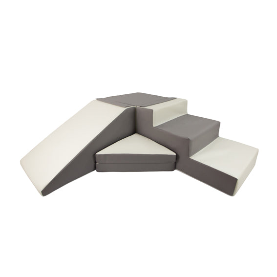Slide and Step Soft Play Set, Grey & White The Cosy Nursery