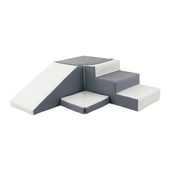 Slide and Step Soft Play Set, Grey & White The Cosy Nursery
