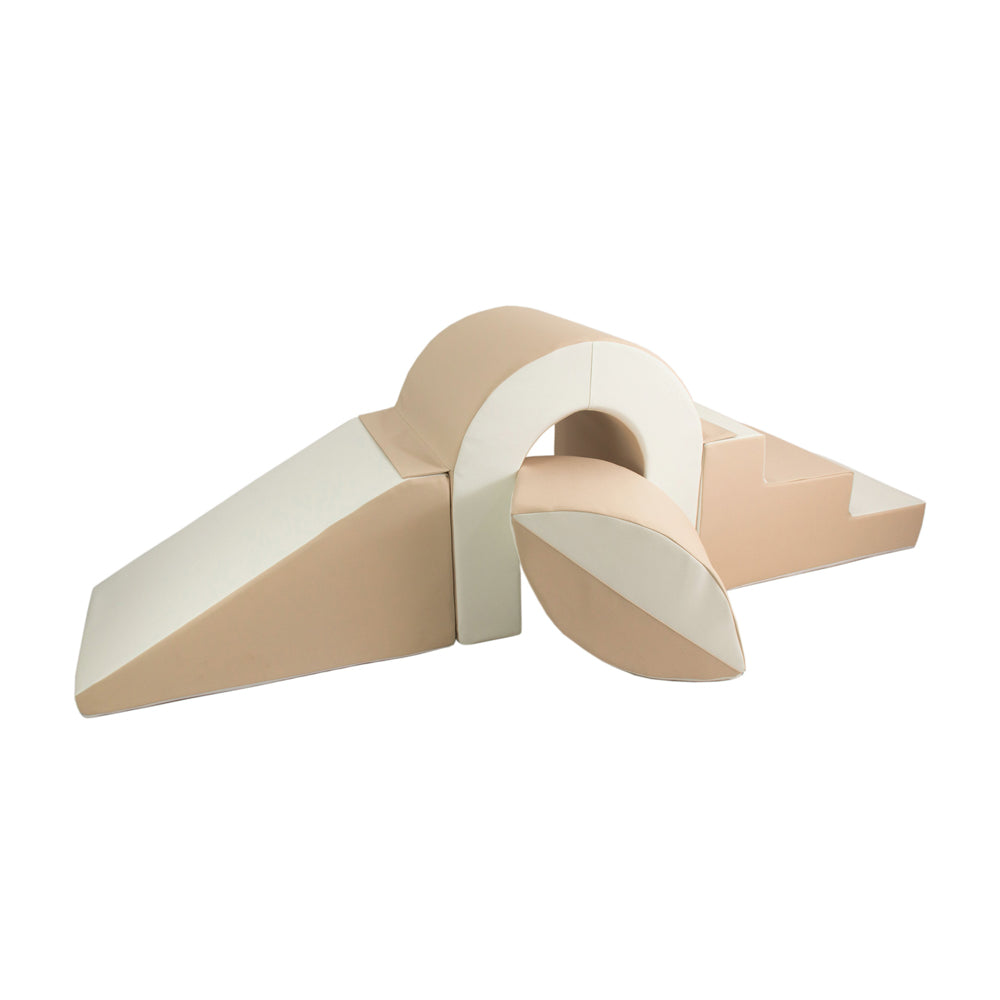 Bridge, Slide & Step Soft Play Set, Beige & White The Cosy Nursery