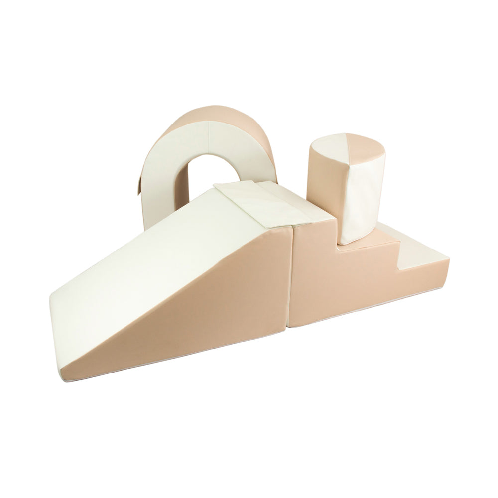 Bridge, Slide & Step Soft Play Set, Beige & White The Cosy Nursery