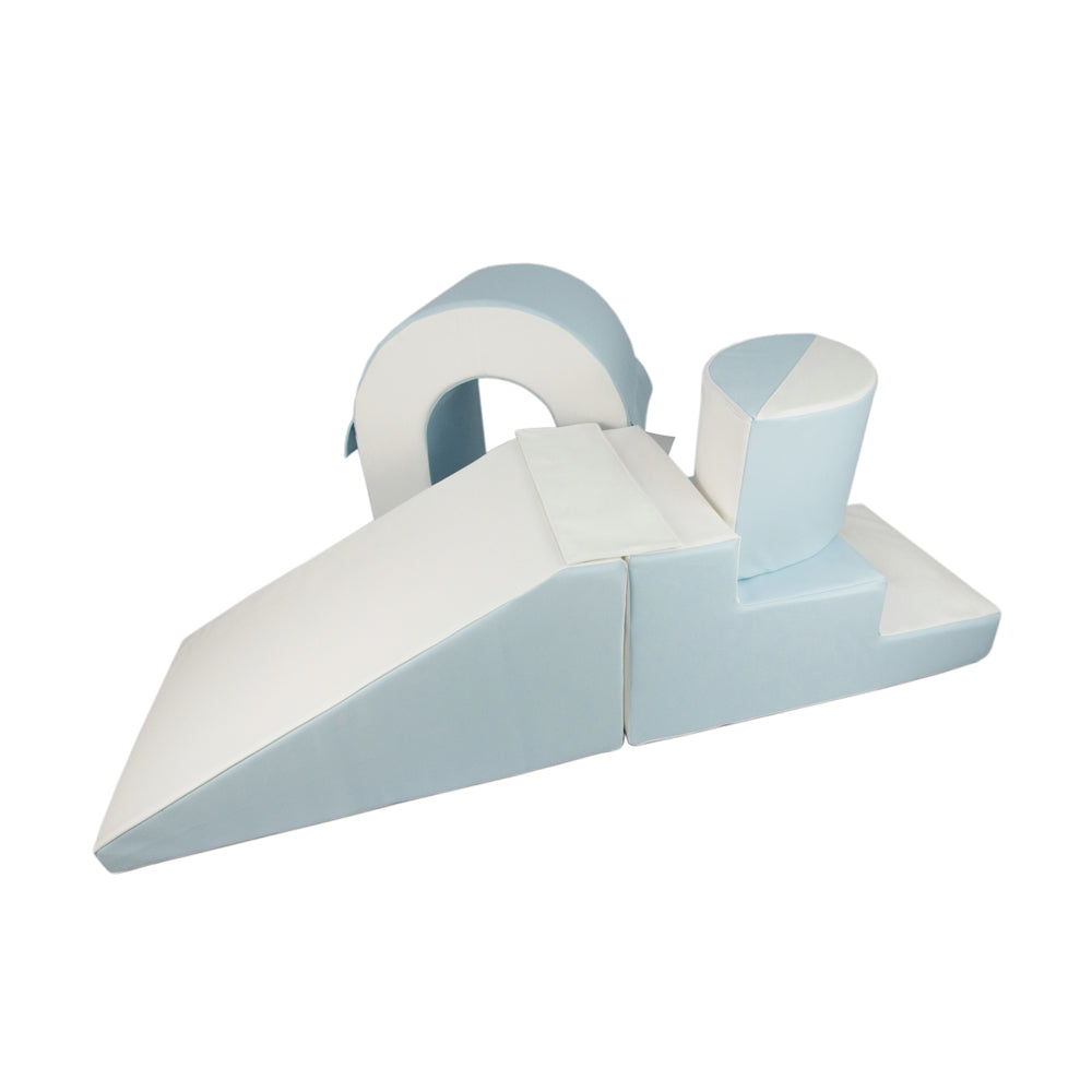 Bridge, Slide & Step Soft Play Set, Pastel Blue & White The Cosy Nursery