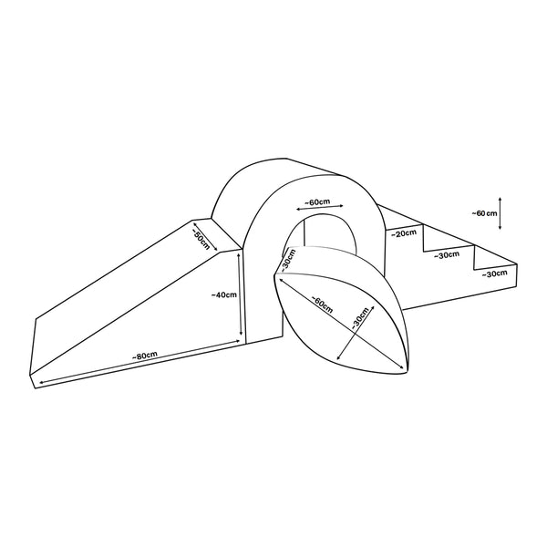 Bridge, Slide & Step Soft Play Set, Beige & White The Cosy Nursery