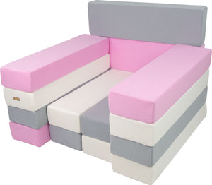 Giant Jenga Soft Play Blocks - Grey, White & Pink