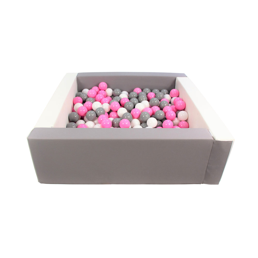 Soft Play Square Ball Pit, Grey & White (Choose your own ball colours)