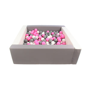 Soft Play Square Ball Pit, Grey & White (Choose your own ball colours)