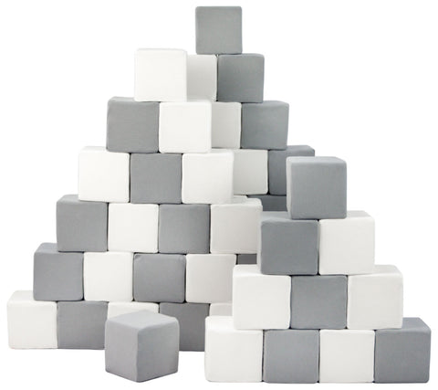 Small Stacking Blocks, Grey & White, 45 Pieces