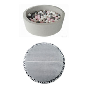 Velvet Foldable Playmat + Ball Pit BUNDLE - Light Grey