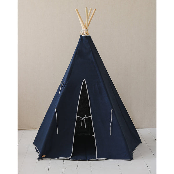 Linen Teepee Tent, Navy Blue