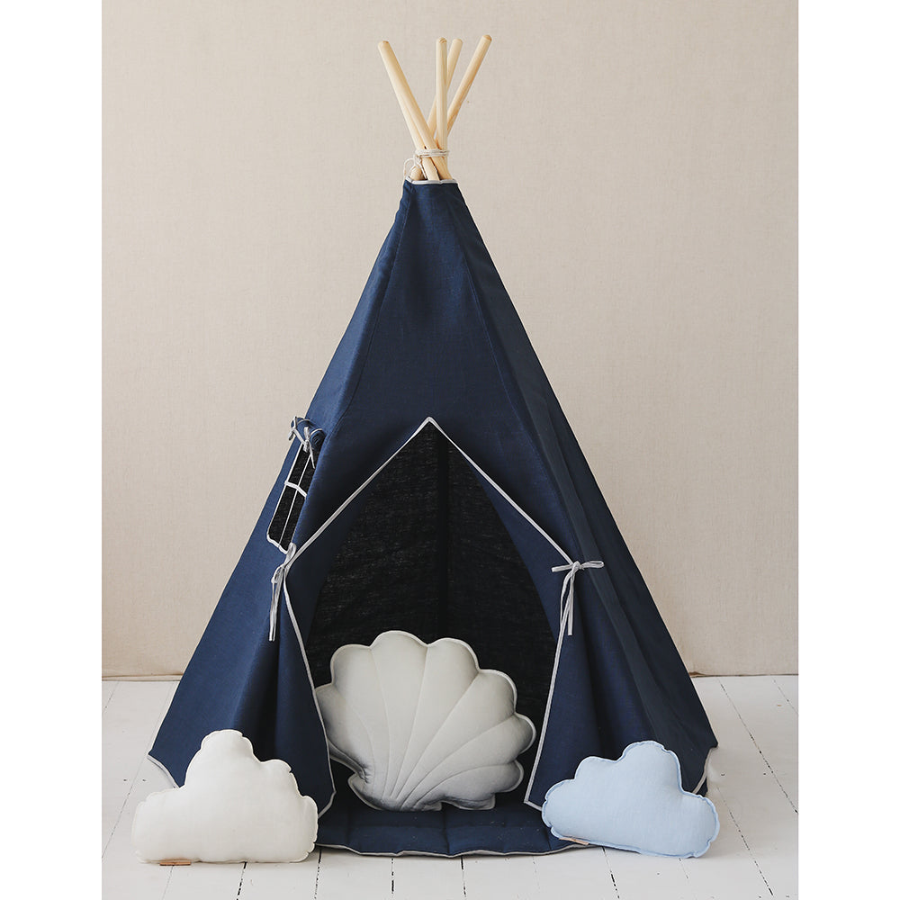 Linen Teepee Tent, Navy Blue