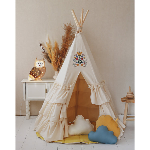 Layered Luxury Teepee Tent, Floral Motif