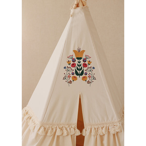 Layered Luxury Teepee Tent, Floral Motif