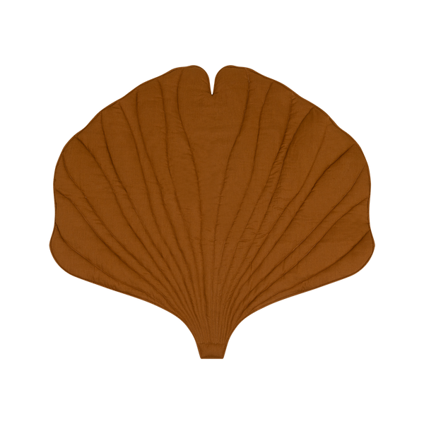 Ginkgo Leaf Play Mat, Burnt Orange Linen