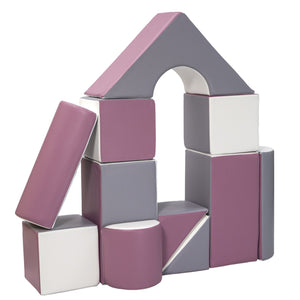 Castle Building Block Set, Purple, Grey & White