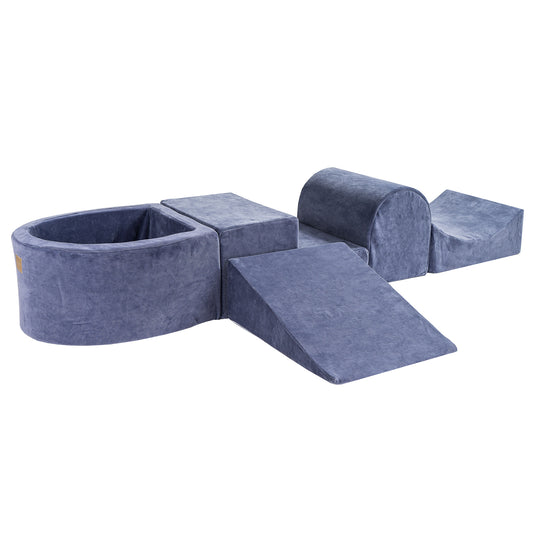 Modular Play System with Mini Ball Pit & Balls, Velvet Midnight Blue