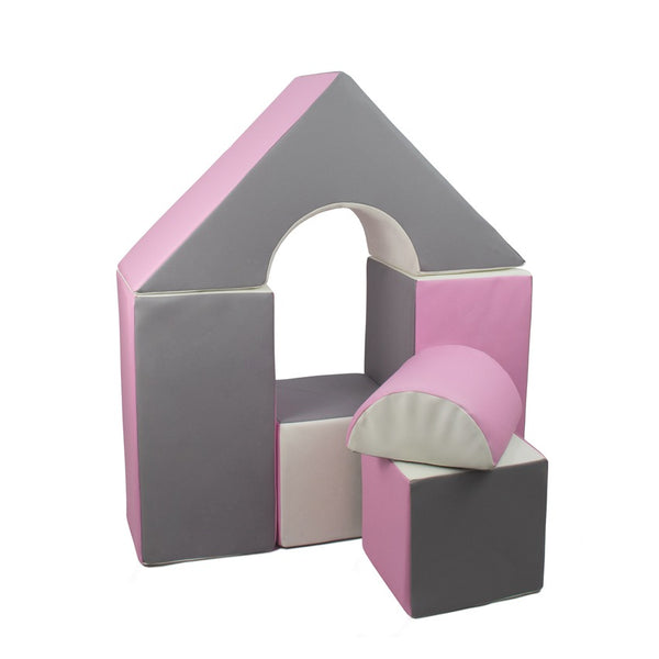 6 Piece Castle Set, Pink, Grey & White