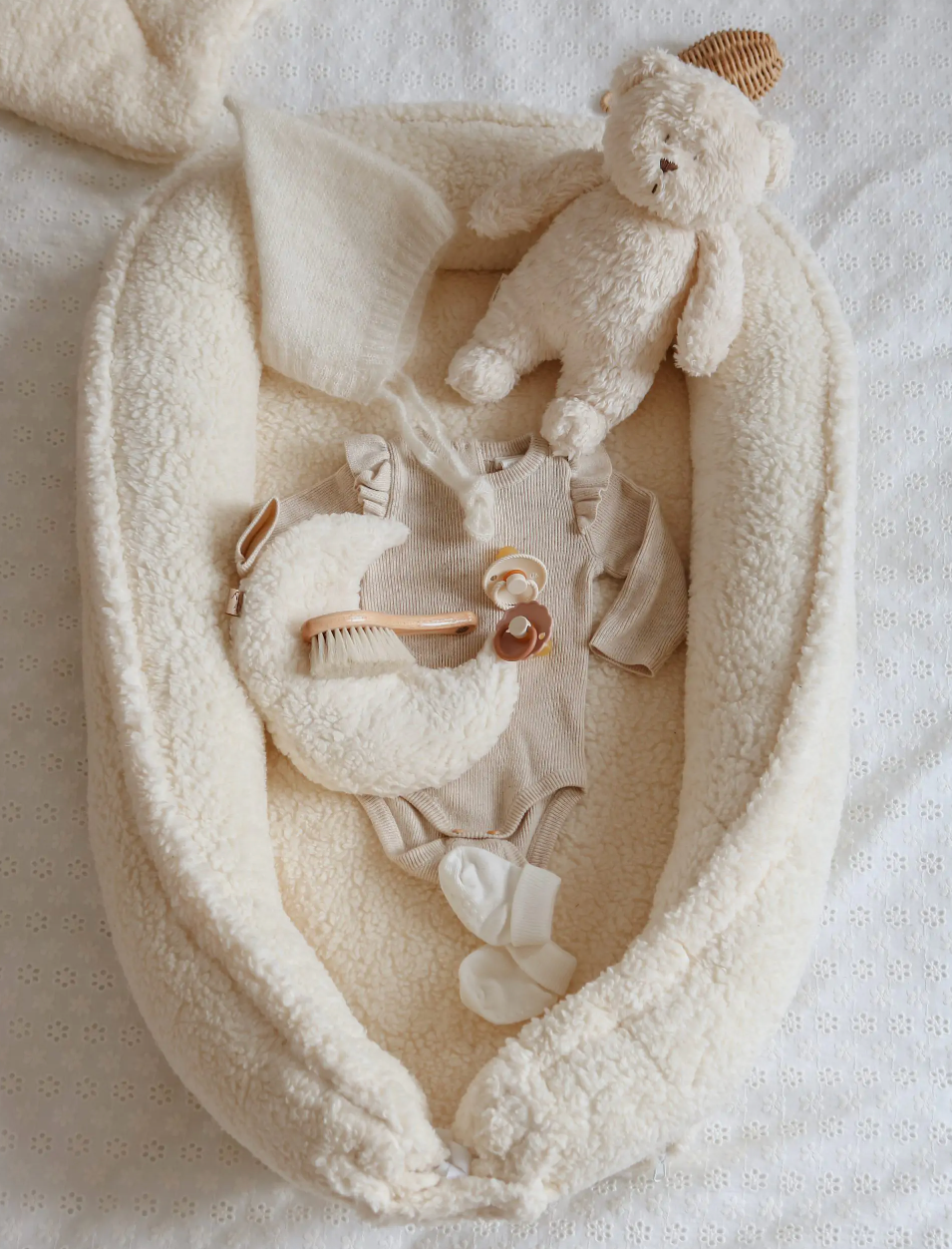Teddy Boucle Naturel Omkeerbaar Babynest & Omkeerbaar Boxkleed Teddy Boucle Naturel Omkeerbaar Babynest & Omkeerbaar Boxkleed