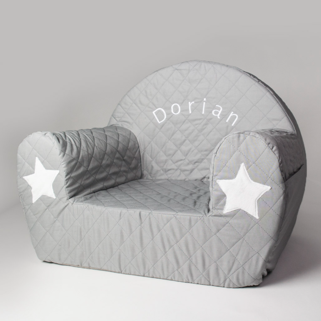 Quilted Toddler Armchair, Grey Star - Personalise
