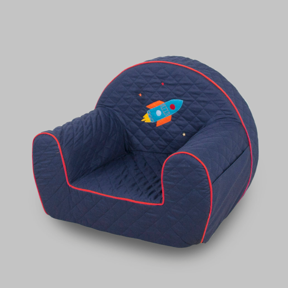 Quilted Toddler Armchair, Blue Rocket