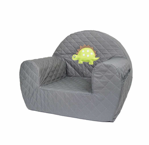 Quilted Toddler Armchair, Grey Dinosaur