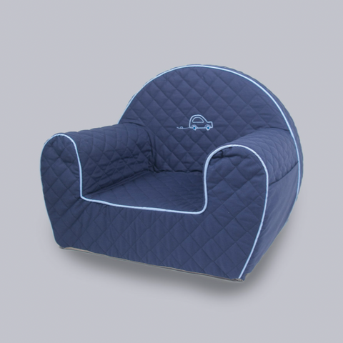 Quilted Toddler Armchair, Blue Car