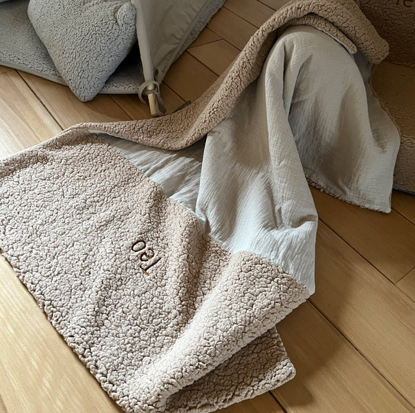 Personalised Bouclé Blanket, Taupe